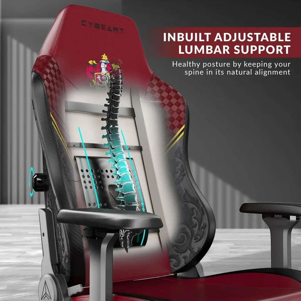 Cybeart Harry Potter Gryffindor Licensed Edition Gaming Chair, Supreme PU Leather, Cold Cured Foam, Adjustable Inbuilt Lumbar Support, 4D ArmRest, MultiTilt Mechanism, 150Kg Max Weight, Red | GRYFFNDR - Image 8