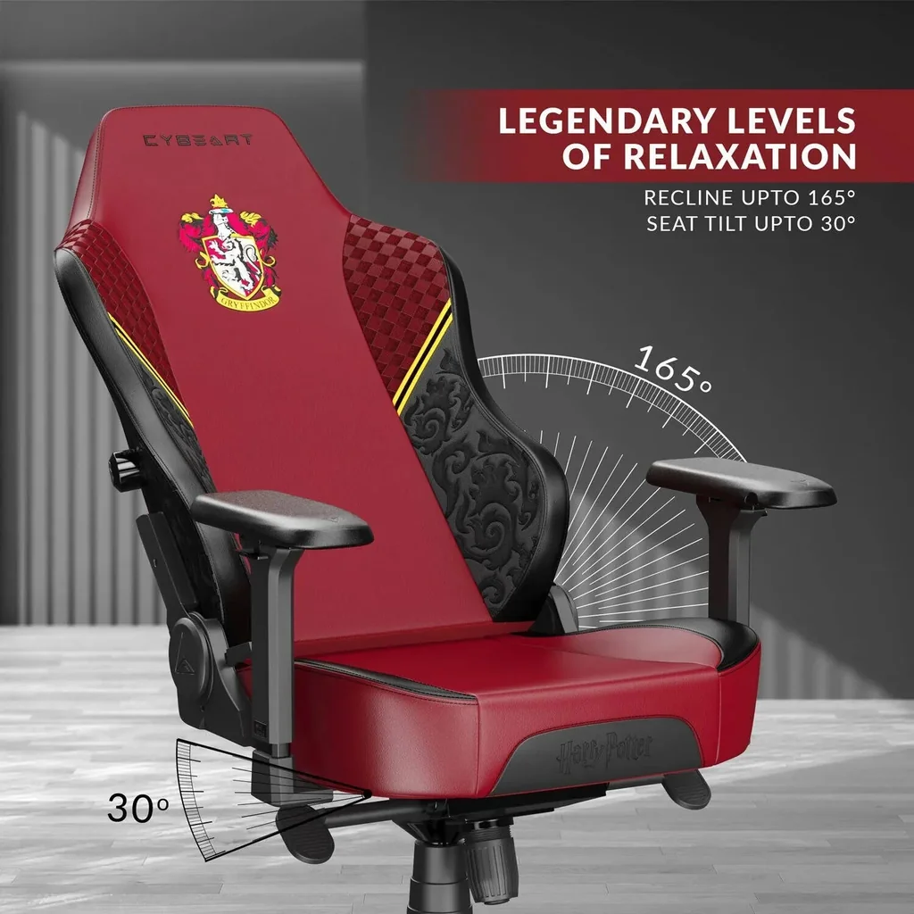 Cybeart Harry Potter Gryffindor Licensed Edition Gaming Chair, Supreme PU Leather, Cold Cured Foam, Adjustable Inbuilt Lumbar Support, 4D ArmRest, MultiTilt Mechanism, 150Kg Max Weight, Red | GRYFFNDR - Image 11