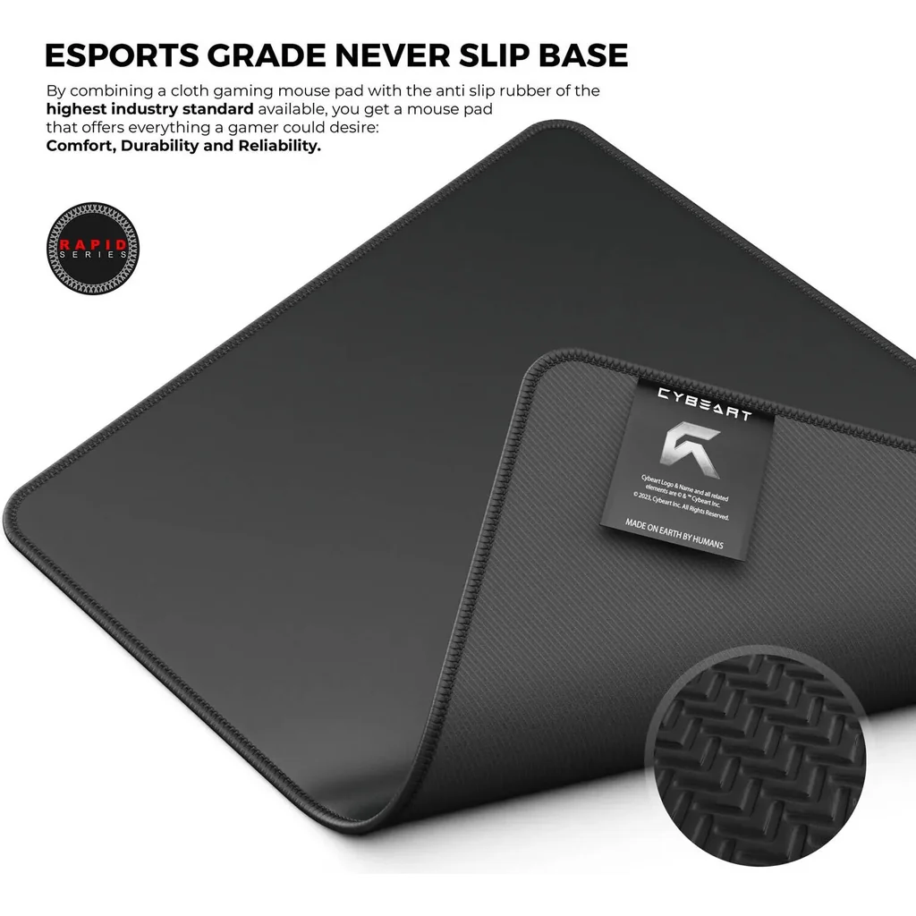 Cybeart Ghost Rapid Mouse Pad, Exclusive Micro-woven Cloth, Spill Proof Surface, Never Fray Edges with Reinforced Stitching, Esports Grade Never-Slip Base, Large, Black | GHSTRPDL - Image 4