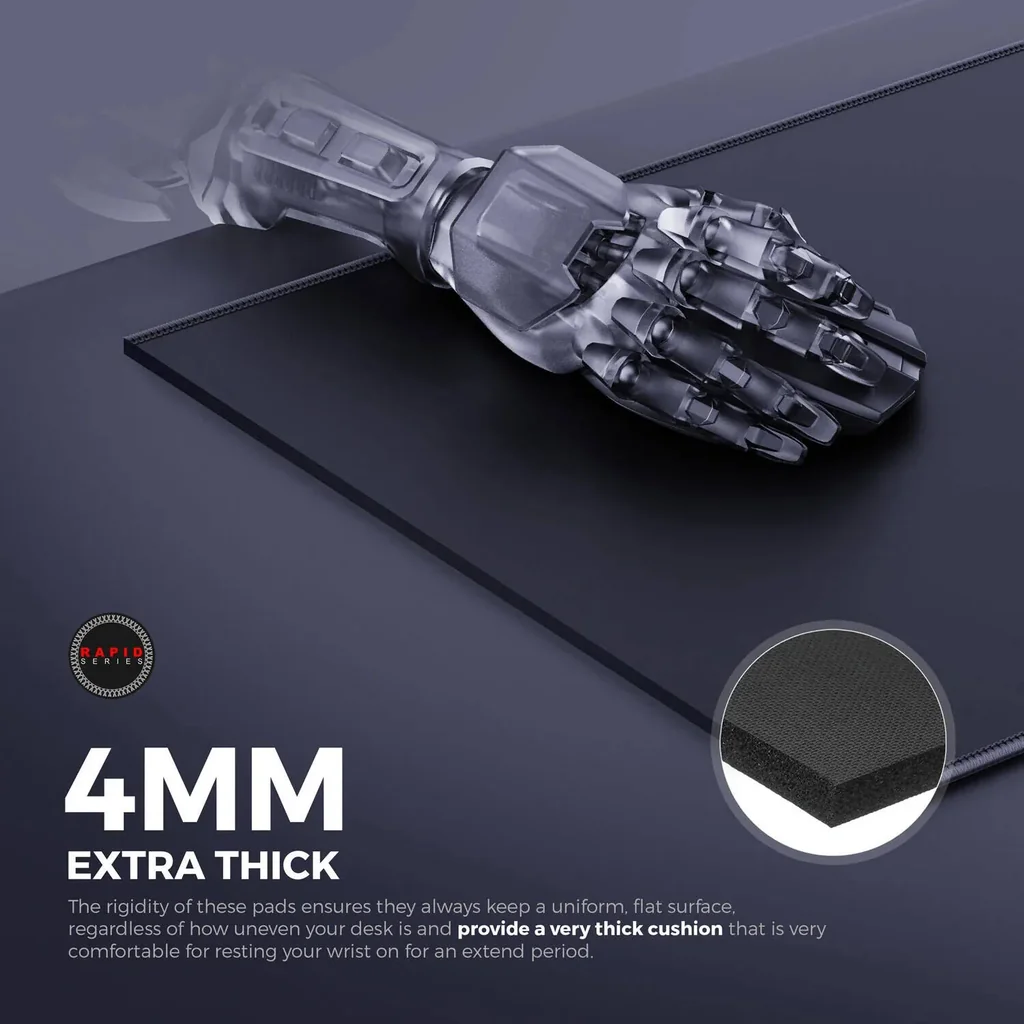 Cybeart Ghost Rapid Mouse Pad, Exclusive Micro-woven Cloth, Spill Proof Surface, Never Fray Edges with Reinforced Stitching, Esports Grade Never-Slip Base, Large, Black | GHSTRPDL - Image 7