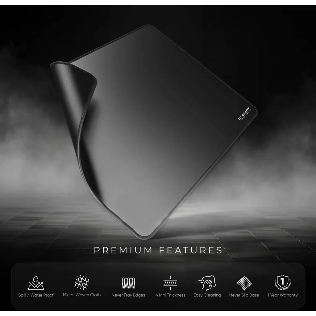 Cybeart Ghost Rapid Mouse Pad, Exclusive Micro-woven Cloth, Spill Proof Surface, Never Fray Edges with Reinforced Stitching, Esports Grade Never-Slip Base, Large, Black | GHSTRPDL - Image 9