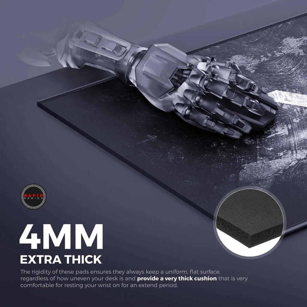 Cybeart Signature Rapid Mouse Pad, Exclusive Micro-woven Cloth, Spill Proof Surface, Never Fray Edges with Reinforced Stitching, Esports Grade Never-Slip Base, Large, Black | SGNTRRPDL - Image 7