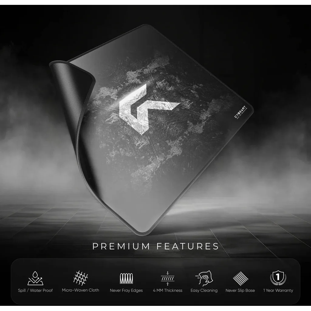 Cybeart Signature Rapid Mouse Pad, Exclusive Micro-woven Cloth, Spill Proof Surface, Never Fray Edges with Reinforced Stitching, Esports Grade Never-Slip Base, Large, Black | SGNTRRPDL - Image 9