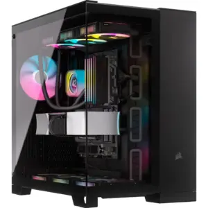 Corsair 6500X Mid-Tower Computer Case, Up to 360mm Radiator & 10x Fan Support, Tempered Glass, Dual Chamber Design, Modern Front Panel I/O, Wide Cooling Flexibility, Black | CC-9011257-WW
