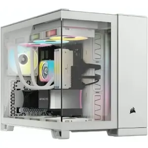 Corsair 2500X mATX Mid-Tower PC Case, Upto 360mm Radiator & 9 x Fans Support, Dual Chamber Design, Modern I/O Panel, 1 x USB-C 3.2 Gen 1, 2 x USB 3.2 Gen 1 Ports, Audio Jack, White | CC-9011266-WW
