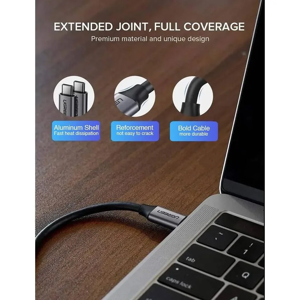 UGREEN USB C to USB C Cable, 5Gbps Data Transfer Rate, Max 20V 3A Power Output, Up to 4K @ 60Hz Display Resolution, PVC Wire Anti-Tensile, 1.5m Cable Length, Wide Compatibility, Black | 50751 - Image 7