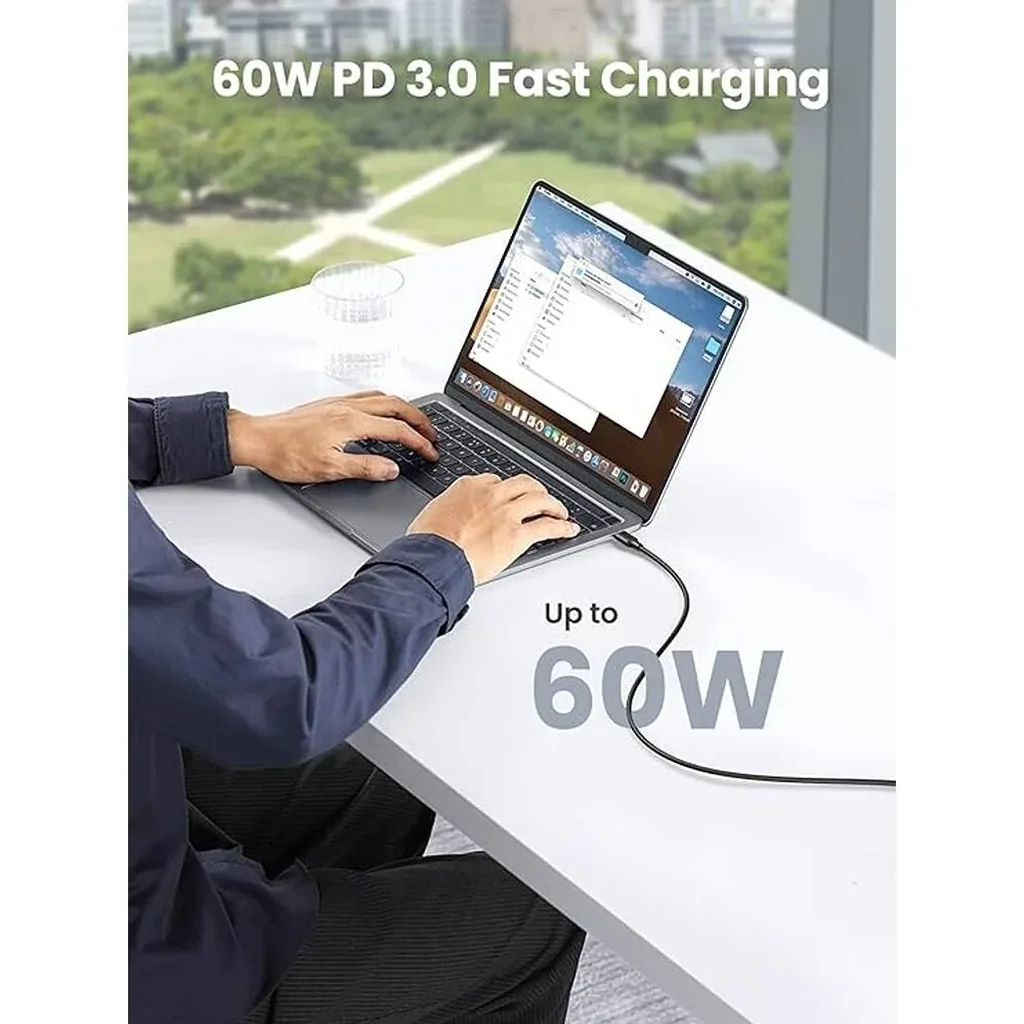 UGREEN USB C to USB C Cable, 480Mbps Data Transfer Rate, Up to 60W PD Fast Charge, Soft PVC Cable Material, 3m Cable Length, Wide Compatibility, Black | 60788 - Image 5