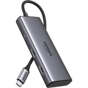 UGREEN Revodok 206 6-in-1 USB-C Hub, Up to 8K @ 30Hz Display, 100W PD Passthrough, 5Gbps Data Transfer Rate, 2x USB Type-C, 2x USB Type-A, 2x HDMI Input, Black | 15852