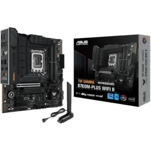 ASUS TUF Gaming B760M-Plus Wi-Fi II Micro-ATX LGA1700 Motherboard, Intel B760 Chipset, 4x DIMM DDR5 Slots, 192GB Max Memory, 3x M.2 Slots, 1x PCIe 5.0 x16 Slot, Wi-Fi 6E & BT v5.3 | 90MB1HE0-M0EAY0