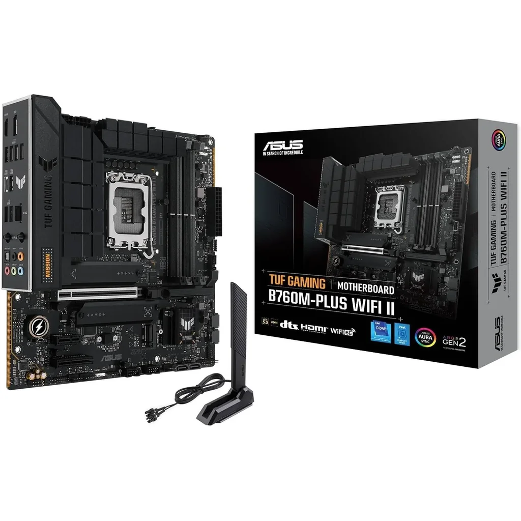 ASUS TUF Gaming B760M-Plus Wi-Fi II Micro-ATX LGA1700 Motherboard, Intel B760 Chipset, 4x DIMM DDR5 Slots, 192GB Max Memory, 3x M.2 Slots, 1x PCIe 5.0 x16 Slot, Wi-Fi 6E & BT v5.3 | 90MB1HE0-M0EAY0