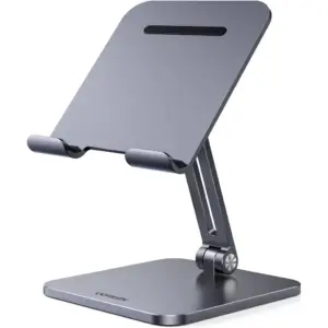 UGREEN Aluminum Adjustable Tablet Stand, Up to 12.9" Compatible Devices, Angle Adjustable, Anti-Slip Design, Aluminum Material, Foldable, Grey | 40393