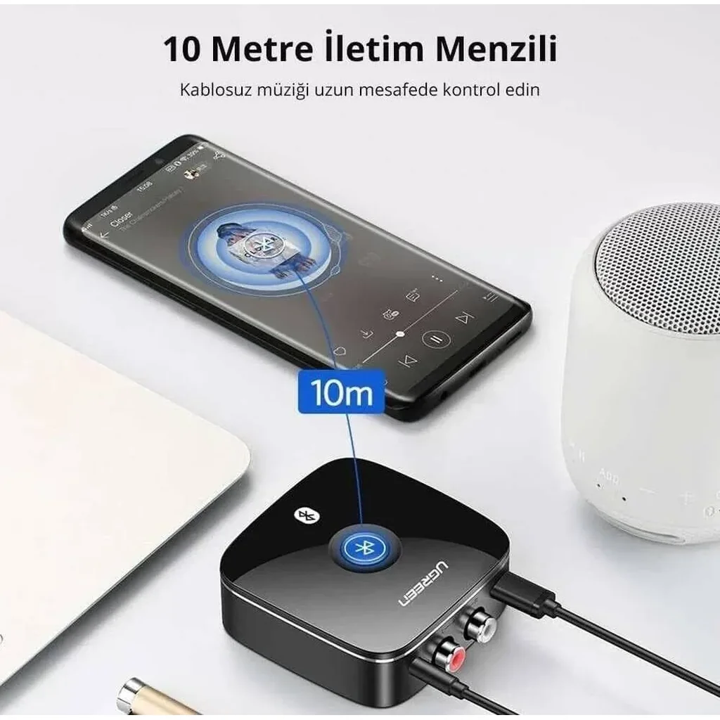 UGREEN Wireless Bluetooth Audio Receiver 5.1 With Hi-Res Audio, 3.5mm and RCA L/R Stereo Audio Output, aptX HD Support, 10m Max Range, 20Hz-20kHz, Micro USB Charging Port, Black | 40759 - Image 3