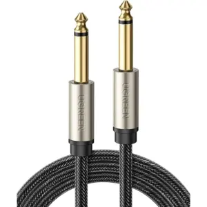 UGREEN 6.35mm Nylon Braid Mono 6.35mm Guitar Cable, 1/4" to 1/4" Pro Speaker Cable, Gold Platted, Instrument Mono for Electric Guitar, Effects Pedal Bass Drums Amplifier, 1 Meter | 10636