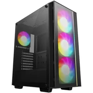 Deepcool MATREXX 55 V4 C Mid-Tower Case, Tempered Glass Panel, 360mm Radiator Support, 3x140mm Front & 1x120mm Rear ARGB Pre-Installed Fans, USB3.0/Audio/Type-C Ports, Black | R-MATREXX55-BCADA4-G-4