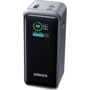 Anker Prime 20,000mAh 200W Power Bank, 65W USB-A Single-Port Max, Smart Display, Active Shield 2.0, Ultra Compact Dynamic Power, 3.0 Power Delivery, 100W 2 USB-C Port, Black | A1336