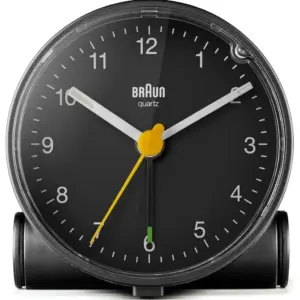 Braun Alarm Clock BC01B, Quiet and Precise Movement, Crescendo Alarm, 5 min Snooze, 5 sec Light with Delay, illuminated Dial, Black