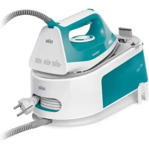 Braun CareStyle 1 Steam generator iron, 2200 Watts, Super Ceramic Soleplate, Thermostat knob, 6 Bar Pressure, 2-in-1 integrated tray, Double steam, vertical steam, Excelent CalClean - IS 1013 White/t
