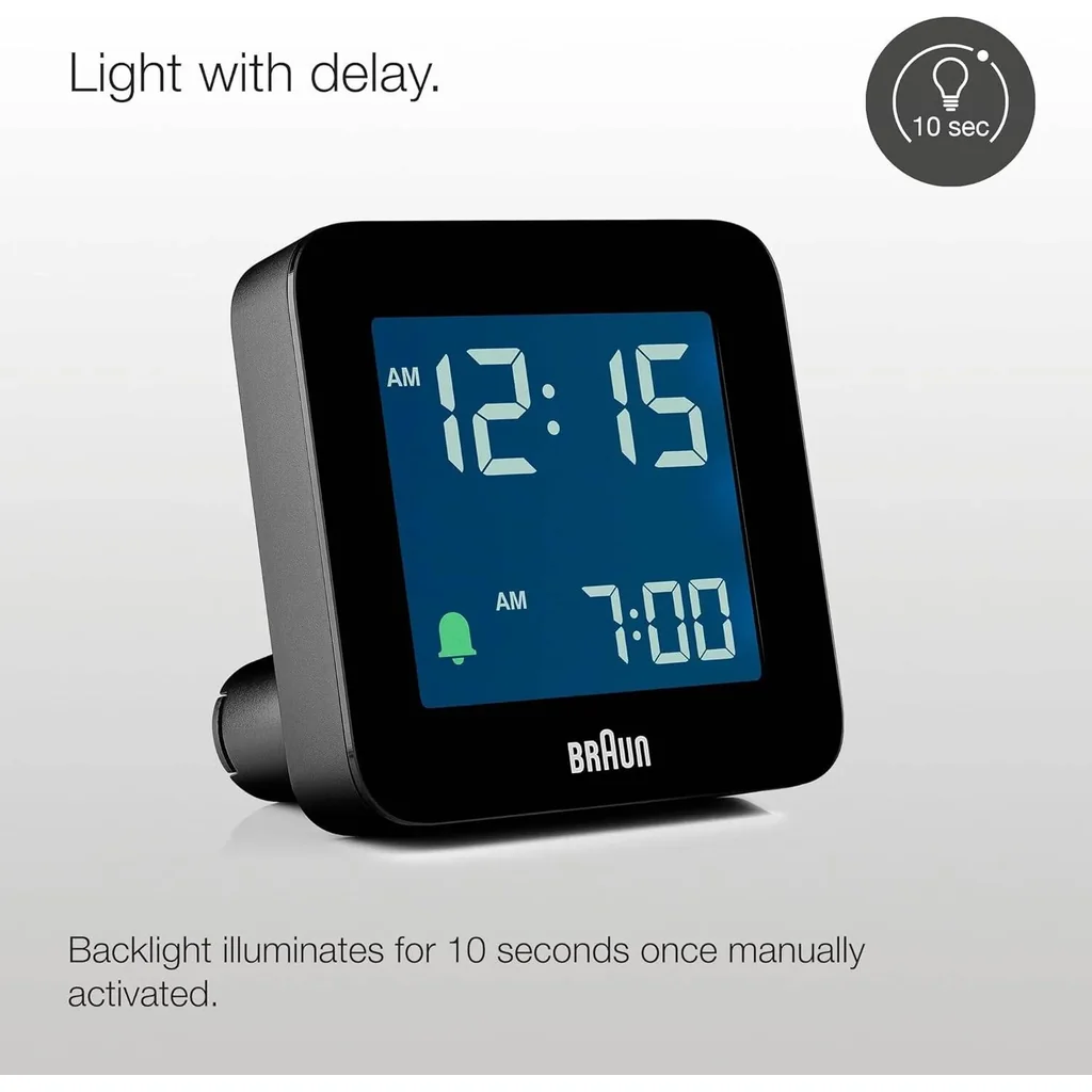 Braun Digital Alarm Clock BC09B, LCD Display, Quick-Set Functionality, Crescendo Alarm, 5 min Snooze, Light with Delay, Black - Image 6