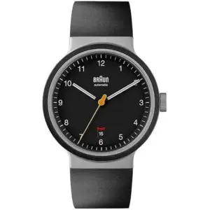 Braun Gents Automatic Watch, Automatic 3-hand date movement, 5 ATM water resistant, 40mm Matt stainless steel case with bezel, Swiss Super-LumiNova hands lume, Screw-down case back, Sapphire front cry
