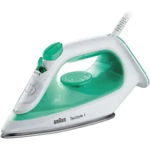 Braun TexStyle 1 Steam Iron, Super Ceramic Soleplate, Light & Quick Ironing, Rapid Heat, Auto-Off, Anti-Drip, Precision Tip, 2000 Watts, Self-Clean, Energy Saving - SI 1040 Green/White