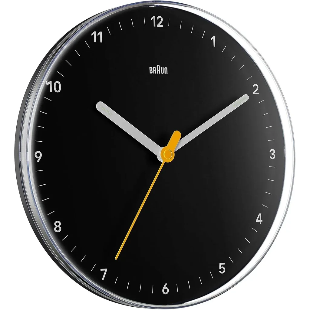 Braun Wall Clock BC26B, Silent Sweeping Quartz Movement, Easy to Read Dial, Luminous, 23 cm Clock Diameter, Black - Image 11
