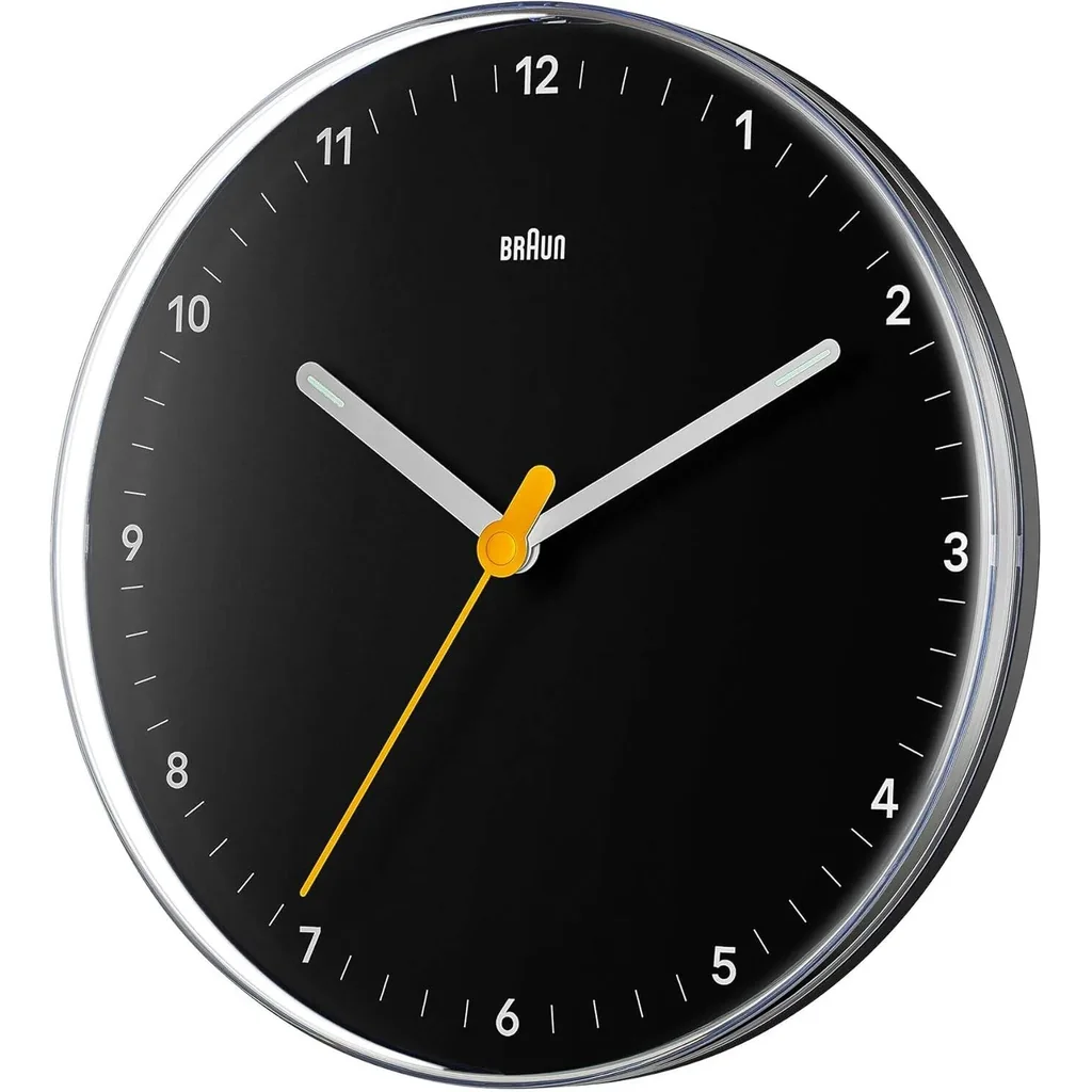 Braun Wall Clock BC26B, Silent Sweeping Quartz Movement, Easy to Read Dial, Luminous, 23 cm Clock Diameter, Black - Image 15