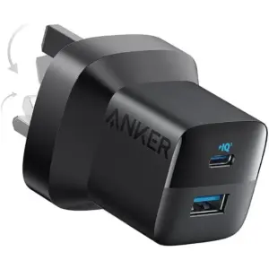 Anker 323 33W Wall Charger, USB Type-A & USB Type-C Interface, ActiveShield Safety System, Portable, Universal Compatibility, Black | A2331K11