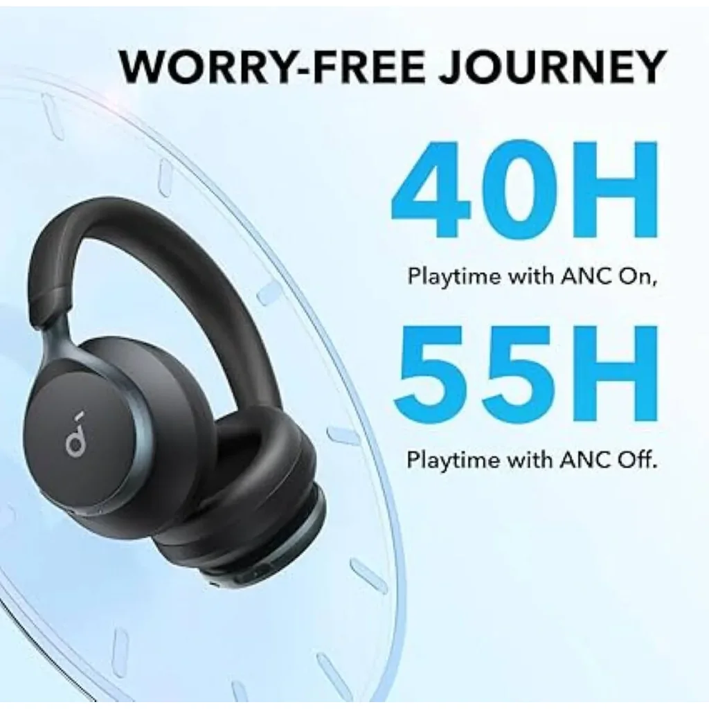 Soundcore by Anker, Space One, Adaptive Active Noise Cancelling Headphones, Enhanced Human Voice Reduction, 40H ANC Playtime, LDAC Hi-Res Wireless Audio, Black | A3035 - Image 3