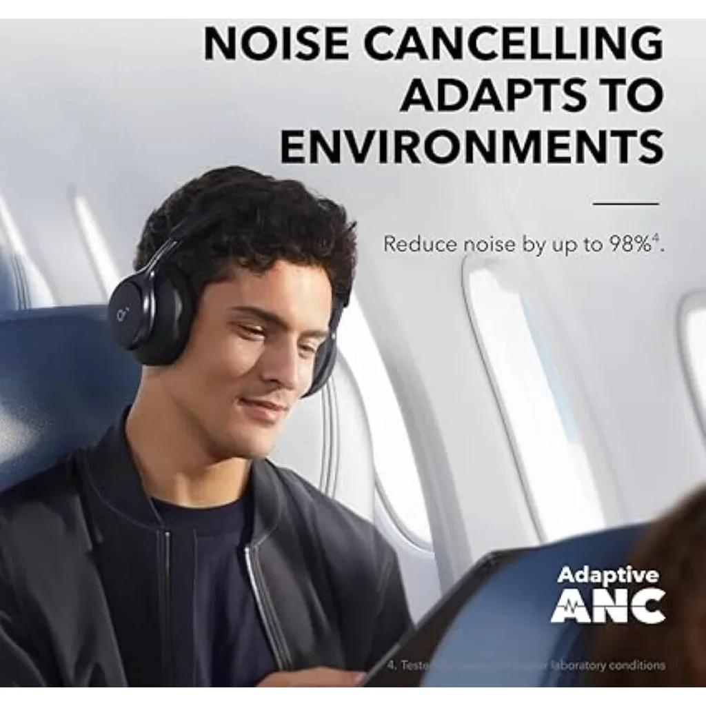 Soundcore by Anker, Space One, Adaptive Active Noise Cancelling Headphones, Enhanced Human Voice Reduction, 40H ANC Playtime, LDAC Hi-Res Wireless Audio, Black | A3035 - Image 5