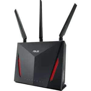 ASUS RT-AC86U AC2900 Dual Band Wireless Router, With MU-MIMO, 4-Port Gigabit LAN, 1.8 GHz Dual-Core Processor, USB 3.1 Gen1 and AiProtection, Black | 90IG0401-BU9000