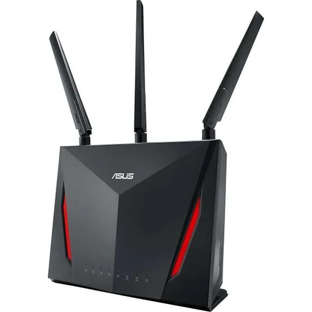 ASUS RT-AC86U AC2900 Dual Band Wireless Router, With MU-MIMO, 4-Port Gigabit LAN, 1.8 GHz Dual-Core Processor, USB 3.1 Gen1 and AiProtection, Black | 90IG0401-BU9000