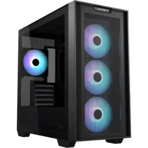 ASUS A21 Plus M-ATX Computer Case, 4x 120mm aRGB Pre-Installed Fan, Up to 360mm Radiator & 7x Fan Support, BTF Support, Headphone, Microphone & 2x USB 3.2 Gen1 Interface, Black | 90DC00H0-B19010