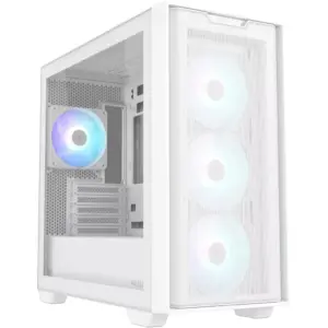 ASUS A21 Plus M-ATX Computer Case, 4x 120mm ARGB Pre-Installed Fan, Up to 360mm Radiator, & 7x Fan Support, BTF Support, Headphone, Microphone & 2x USB 3.2 Gen1 Interface, White | 90DC00H3-B19010