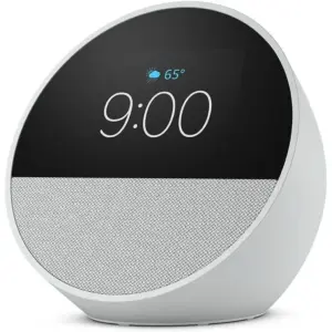 Amazon Echo Spot, Smart Alarm Clock with Vibrant Sound + Alexa, 2.83" Touch Display, Dual-Band Wi-Fi Support, MT8519 Processor, Built-In Speaker, Glacier White | B0BFCBKXWL
