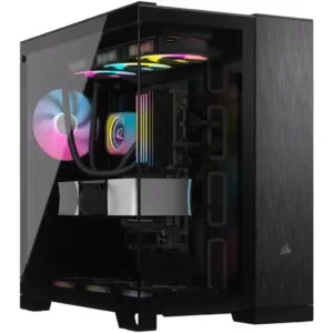 Corsair 6500X Mid-Tower Dual Chamber PC Case, Panoramic Tempered Glass, Support Up to 10x 120mm Fans, Up to 360mm Radiator, Reverse Connection MB Compatible, Black/obsidian Aluminum | CC-9011283-WW