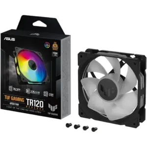 ASUS TUF Gaming TR120 ARGB Reverse Blade Fan. 120mm Fans, Up to 2000 rpm Fan Speed, 76.3 CFM Airflow, Aura Sync Compatiblity, PWM Control, Single Pack, Black | 90DA00D0-B09000