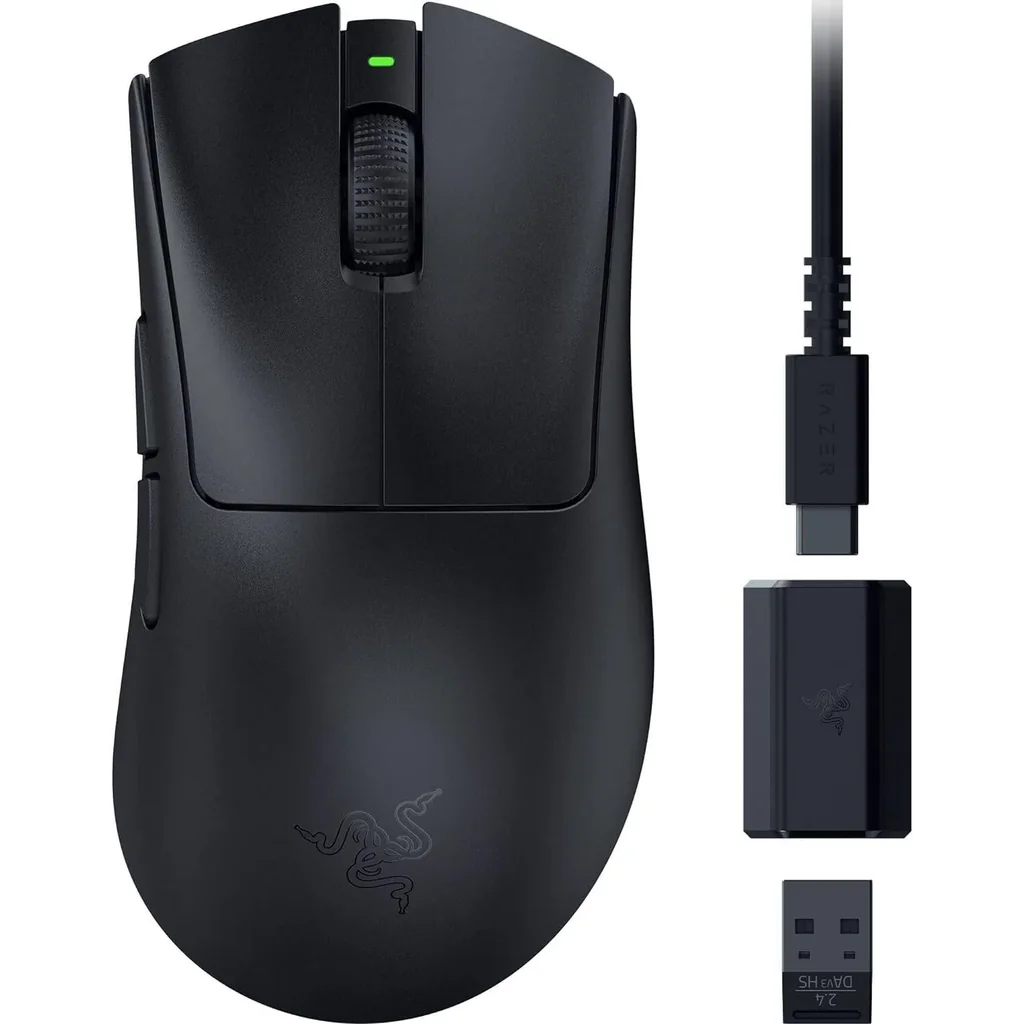 Razer Deathadder V3 HyperSpeed Wireless Gaming Mouse, Focus X 26K Optical Sensor, 26000 DPI Sensitivity, 40g Max Acceleration, 8 Programmable Buttons, Black | RZ01-05140100-R3G1
