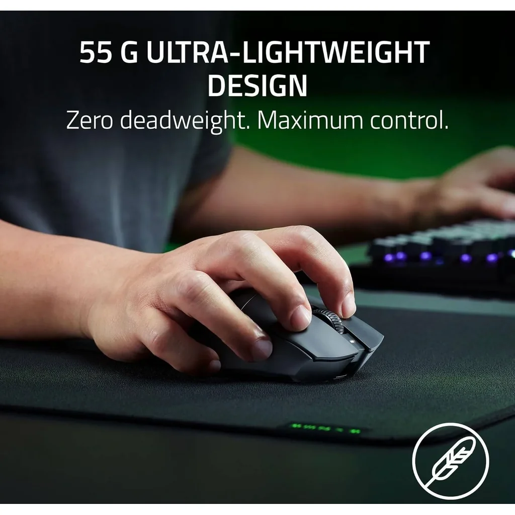 Razer Deathadder V3 HyperSpeed Wireless Gaming Mouse, Focus X 26K Optical Sensor, 26000 DPI Sensitivity, 40g Max Acceleration, 8 Programmable Buttons, Black | RZ01-05140100-R3G1 - Image 2