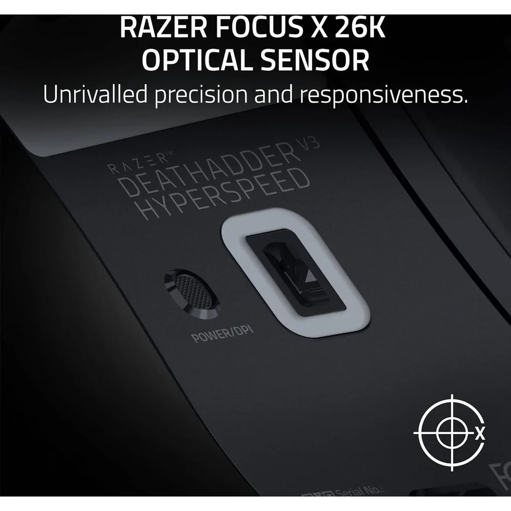 Razer Deathadder V3 HyperSpeed Wireless Gaming Mouse, Focus X 26K Optical Sensor, 26000 DPI Sensitivity, 40g Max Acceleration, 8 Programmable Buttons, Black | RZ01-05140100-R3G1 - Image 7
