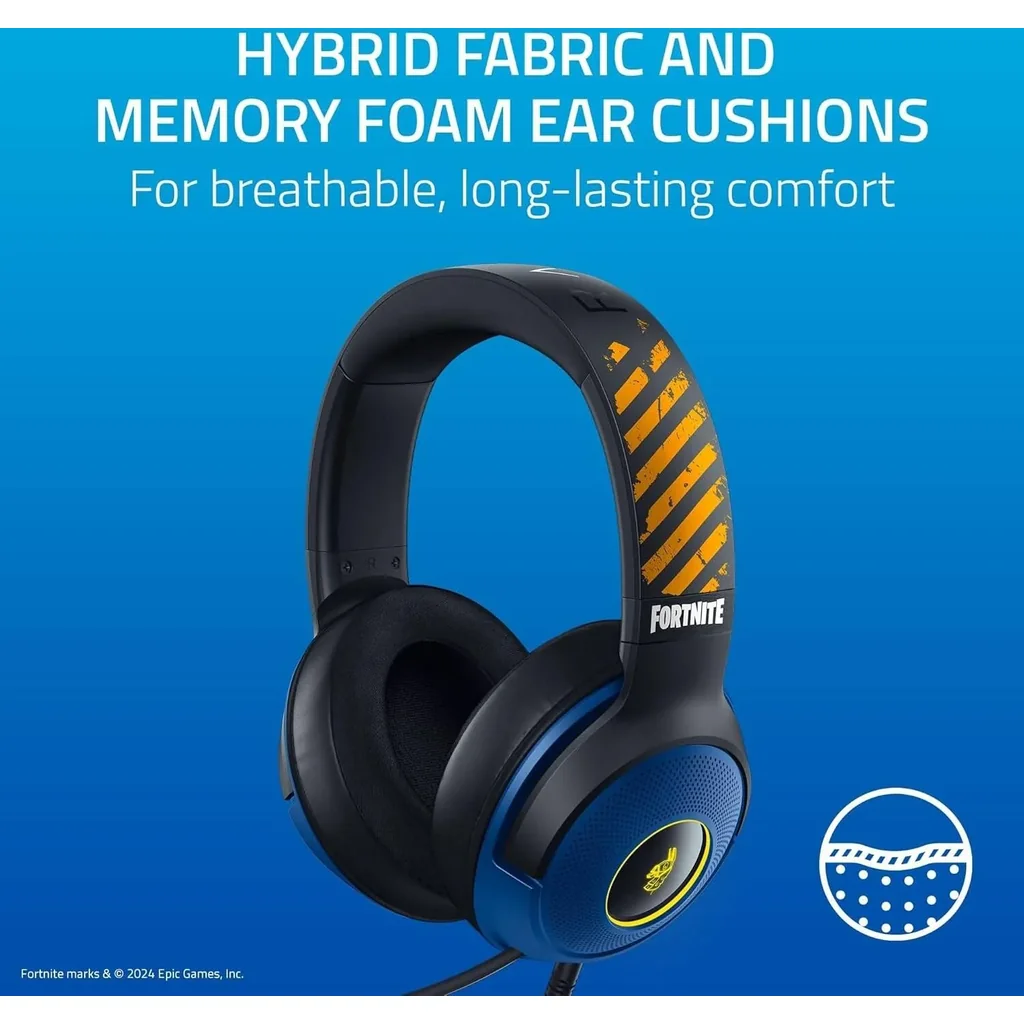 Razer Kraken V3 X Wired USB Gaming Headset - Fortnite Edition, 40mm TriForce Drivers, Chroma RGB Lighting, HyperClear Cardioid Mic, 7.1 Surround Sound, 285g Lightweight, Blue | RZ04-03750500-R3M1 - Image 4