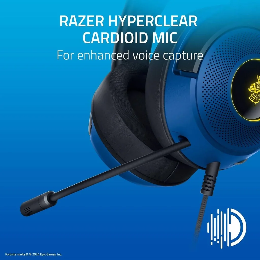 Razer Kraken V3 X Wired USB Gaming Headset - Fortnite Edition, 40mm TriForce Drivers, Chroma RGB Lighting, HyperClear Cardioid Mic, 7.1 Surround Sound, 285g Lightweight, Blue | RZ04-03750500-R3M1 - Image 5