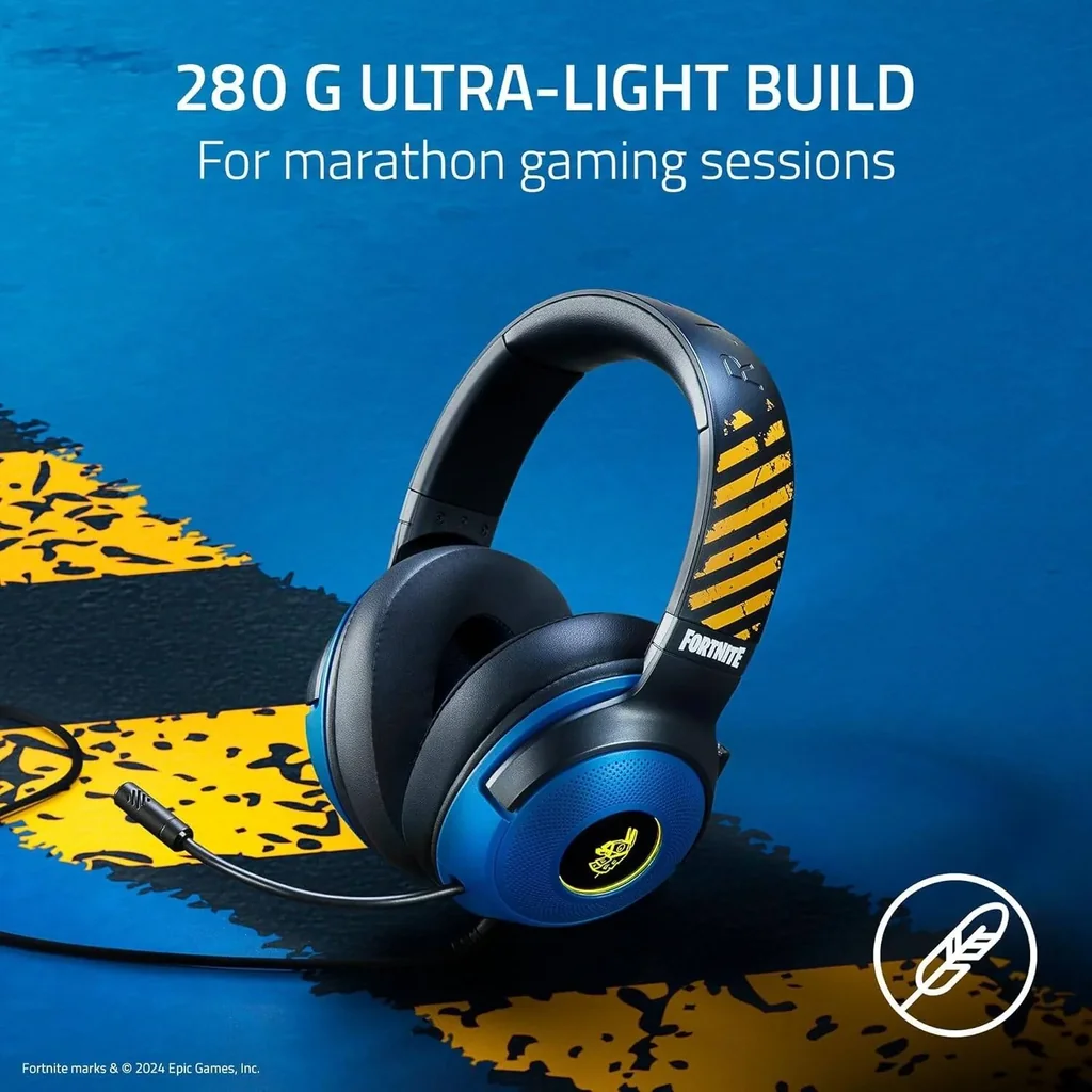 Razer Kraken V3 X Wired USB Gaming Headset - Fortnite Edition, 40mm TriForce Drivers, Chroma RGB Lighting, HyperClear Cardioid Mic, 7.1 Surround Sound, 285g Lightweight, Blue | RZ04-03750500-R3M1 - Image 6