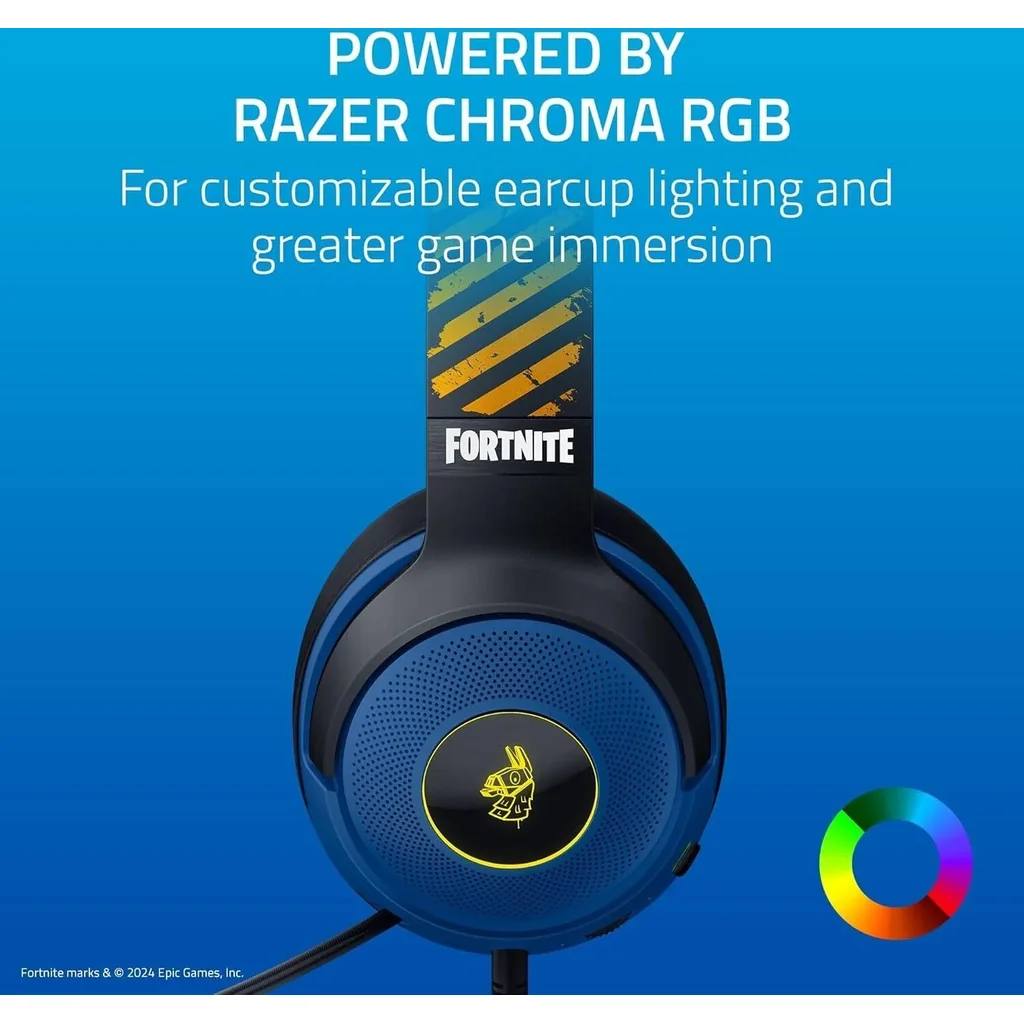 Razer Kraken V3 X Wired USB Gaming Headset - Fortnite Edition, 40mm TriForce Drivers, Chroma RGB Lighting, HyperClear Cardioid Mic, 7.1 Surround Sound, 285g Lightweight, Blue | RZ04-03750500-R3M1 - Image 8