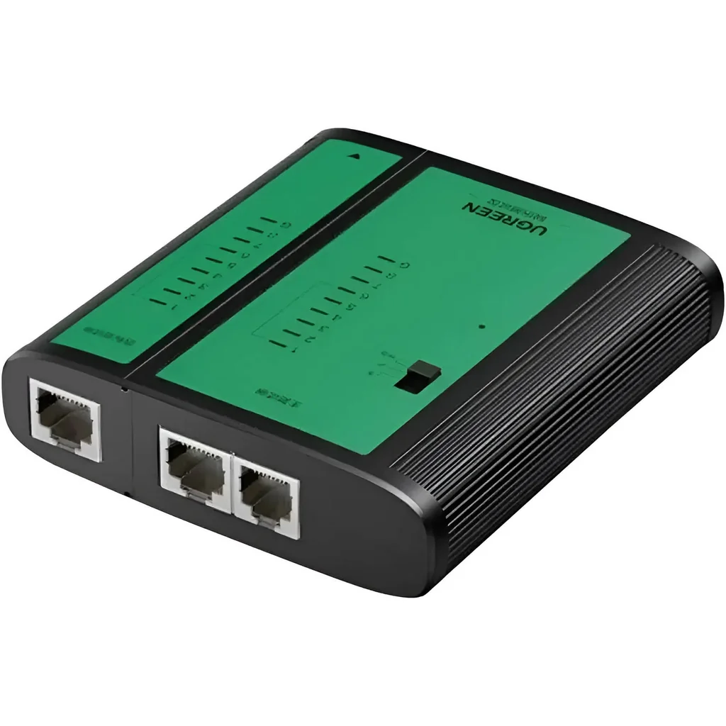 UGREEN NW167 Network & Telephone Cable Tester, x1 8P8C RJ45 & x1 6P6C RJ12 Output, 1x 8P8C RJ45 & x1 6P6C RJ12 Input, Indicator Light, BNC Coaxial Cable Test Ethernet, Black | 10950
