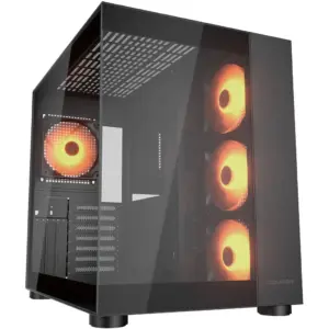 Cougar FV150 RGB ATX Mid Tower Case, 4x Pre-Installed ARGB Fans, Up to 360mm Radiator Support, 7+3 Expansion Slots, Vertical GPU Support, USB Type-C Gen 2, x2 USB-A 3.0, Black | 385KA10.0001