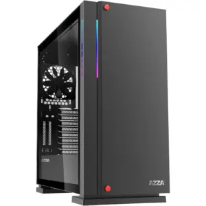 Azza Zircon 7000 ATX Full Tower Case, 2x Pre-Installed 120mm Black Fans, Up to 360mm Radiator Support, 10 Expansion Slot, Addressable RGB Light, Tempered Glass Side Window, Black | CSAZ-7000