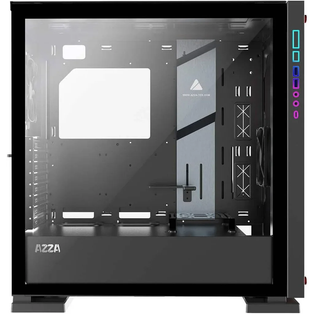 Azza Zircon 7000 ATX Full Tower Case, 2x Pre-Installed 120mm Black Fans, Up to 360mm Radiator Support, 10 Expansion Slot, Addressable RGB Light, Tempered Glass Side Window, Black | CSAZ-7000 - Image 4
