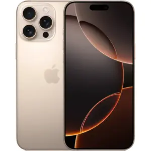 Apple iPhone 16 Pro Max, 6.9" OLED Super Retina XDR Display, A18 Pro Chip, 6-Core CPU, 6-Core GPU, 16-Core Neural Engine, 256GB Storage, 5G/Wi-Fi 7, Face ID, TRA, Desert Titanium | iP16PRM-256TRADT