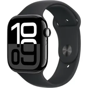Apple Watch Series 10, Always-On Retina Display, S10 SiP Dual Core Processor, 4-Core Neural Engine, WatchOS 11, GPS, 46mm M/L, Jet Black Aluminum Case with Black Sport Band | MWWQ3ZP/A