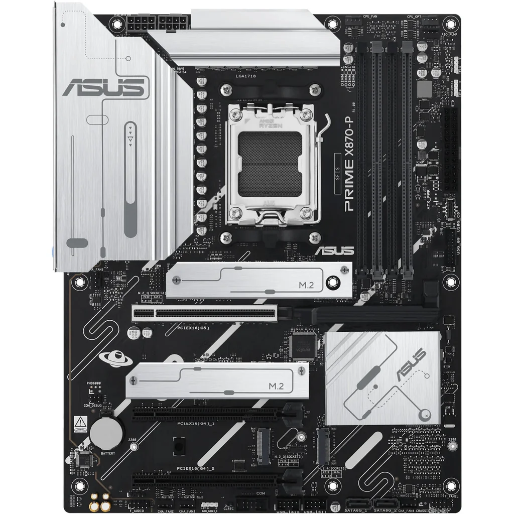 ASUS PRIME X870-P ATX Motherboard, AMD X870 Chipset, 4x DIMM DDR5 Slots, 192GB Max Memory, Realtek 2.5Gb Ethernet, 4x M.2 Slots, 1x PCIe 5.0, 2x PCIe 4.0 x16, HDMI Port | 90MB1IT0-M0EAY0 - Image 2